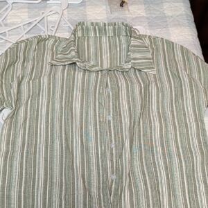 Green Striped Men's Shirt